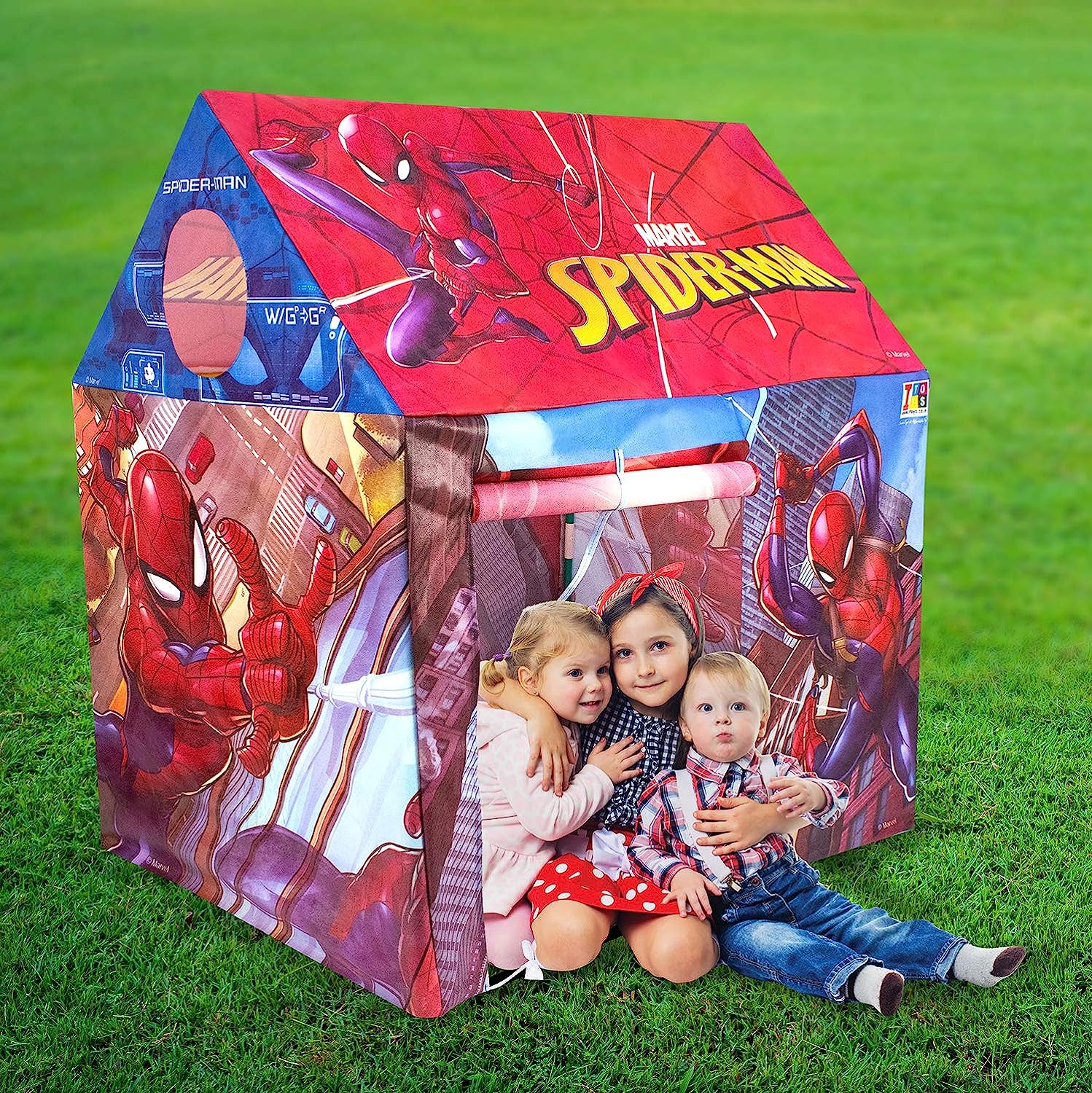 itoys Marvel Spiderman Theme Jumbo Size Light Weight Water Resistant Sweet Home Pretend Play House Tent for Kids Girls and Boys - MRGTOYS