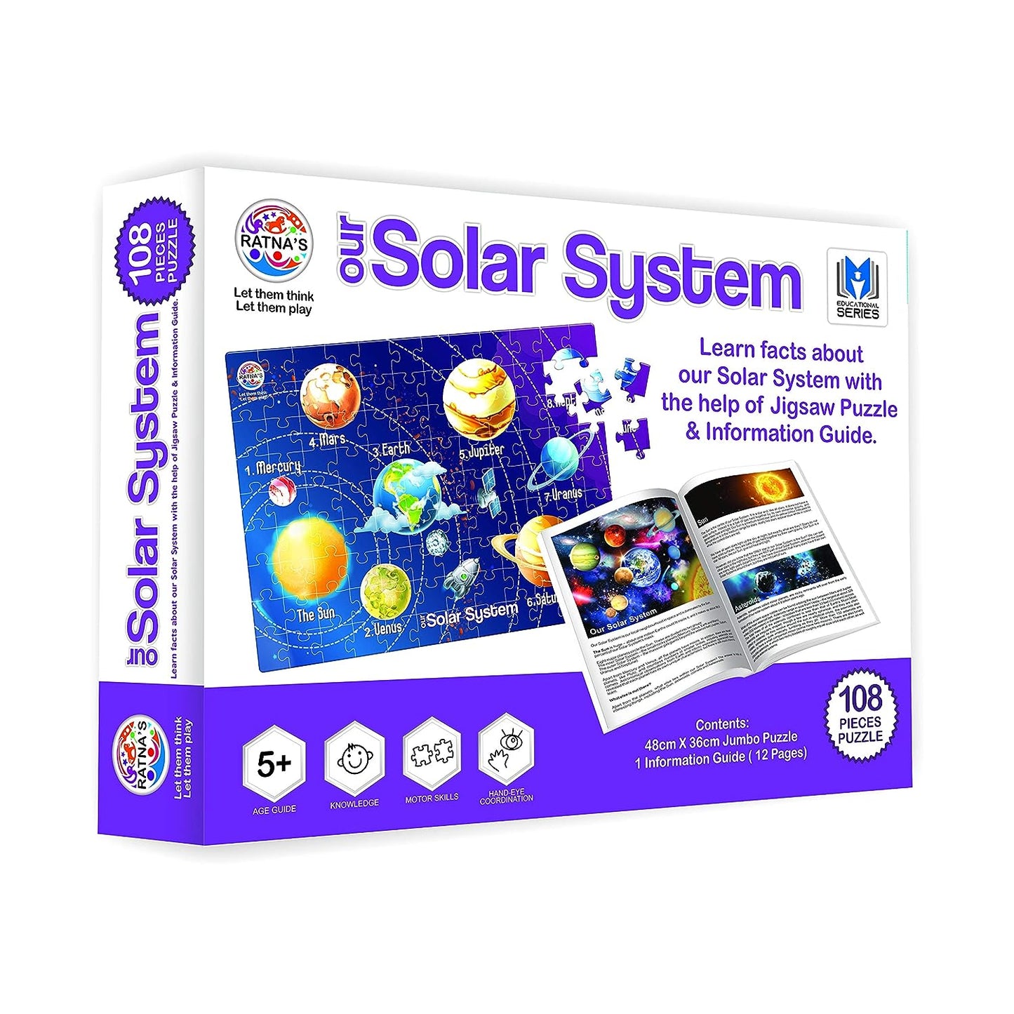 RATNA'S Solar System Jigsaw for Kids 108 Pieces Jigsaw Puzzle with A 12 Page Information Guide