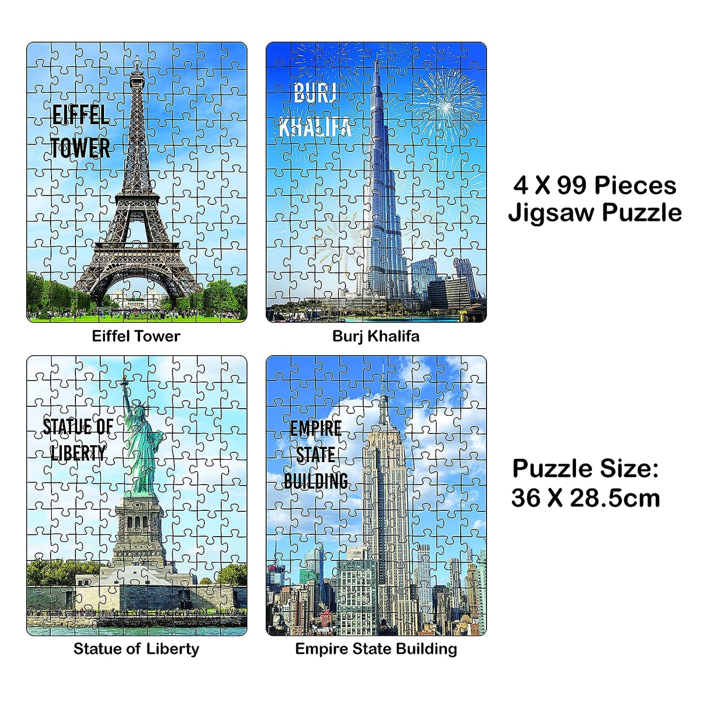 Ratna's 4 in 1 Masterpieces of World Jumbo Jigsaw Puzzle (4 x 99 Pieces) Size 36 x 28.5 cm for Each Puzzle Educational Toy for Kids 5+ Years
