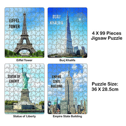 Ratna's 4 in 1 Masterpieces of World Jumbo Jigsaw Puzzle (4 x 99 Pieces) Size 36 x 28.5 cm for Each Puzzle Educational Toy for Kids 5+ Years