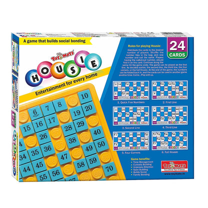 toymate HOUSIE Pack of 24 Reusable Cards- Family Fun Game for Small Gathering- No pins or Pencils Required