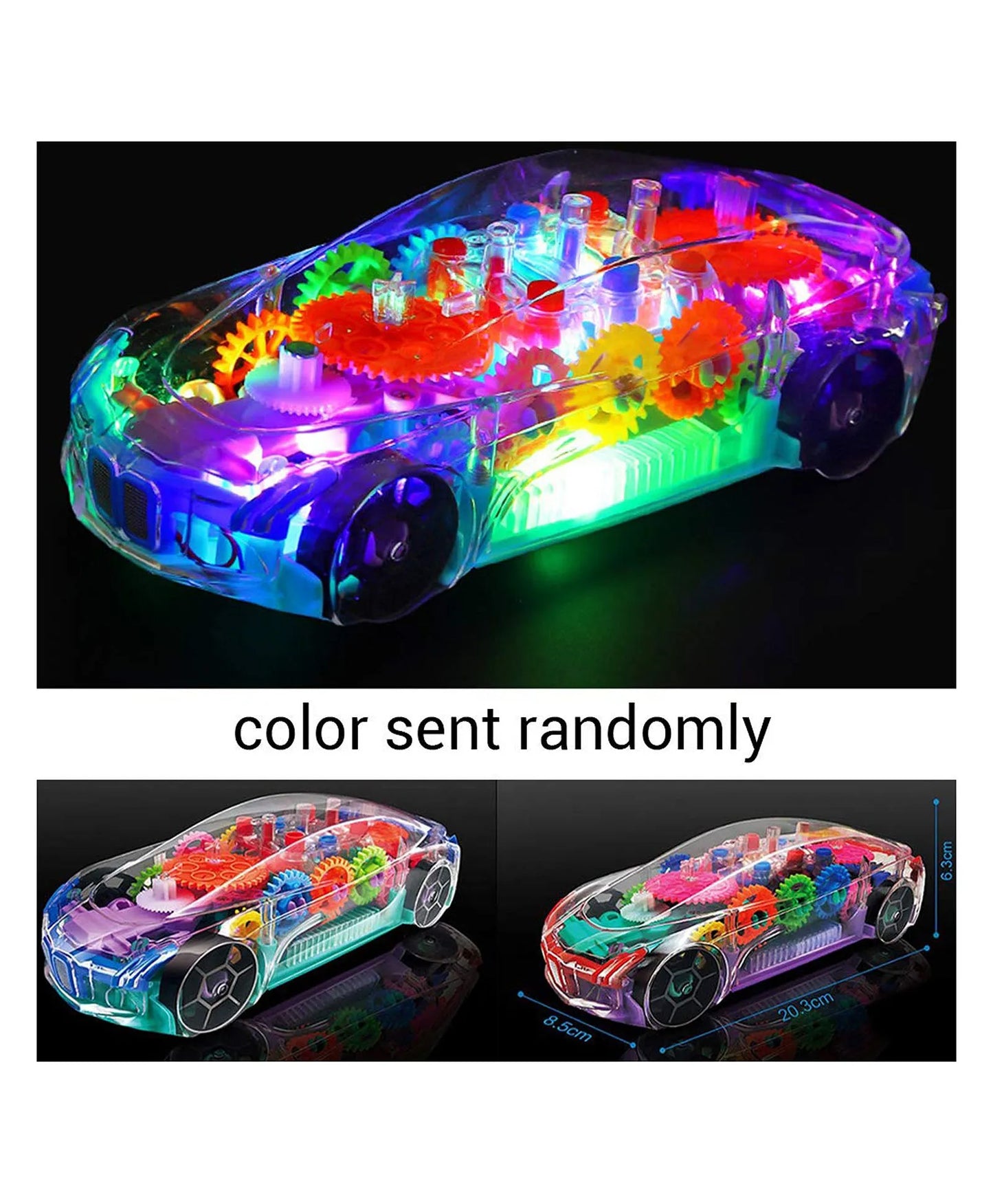 Concept Musical and 3D Lights Kids Transparent Car, Toy for 2 to 5 Year Kids Baby Toy, Multicolor