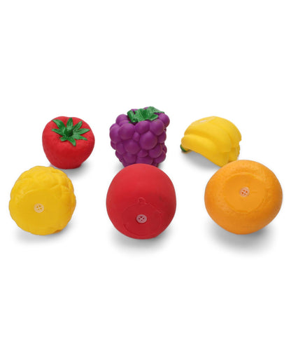 Ratnas Squeaky Toys Fruits 6 Pieces - (Colors & Fruits May Vary)