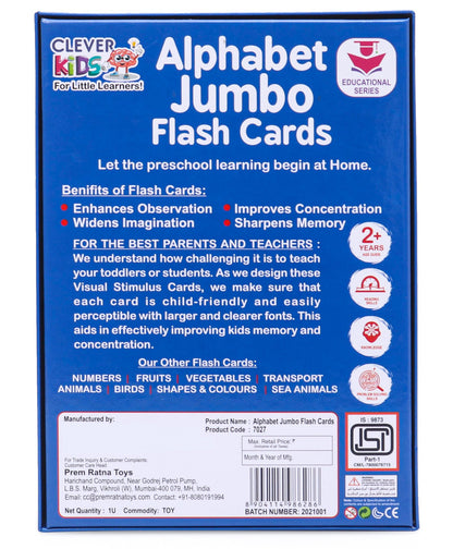 Ratnas Alphabet Jumbo Flash Card - Multicolor