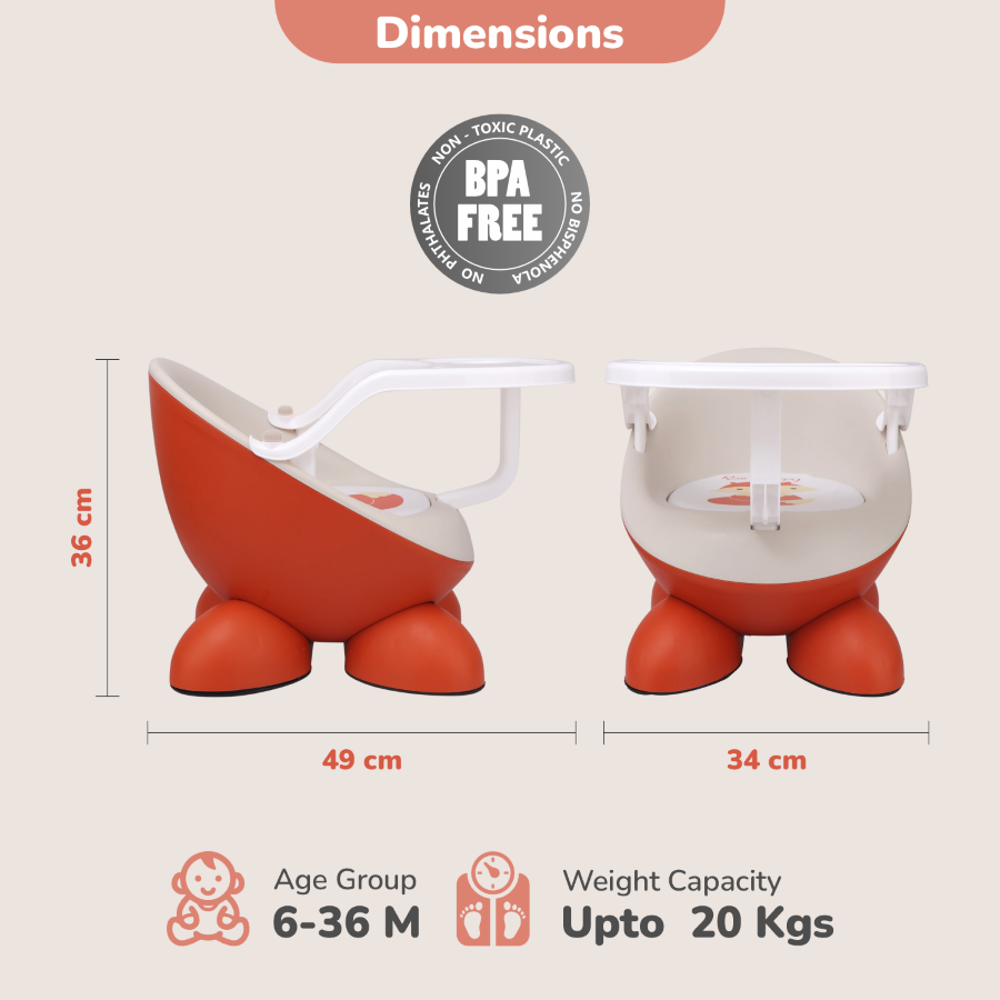 R for Rabbit Jelly Bean Fab 2 in 1 Multipurpose Kids Chair and Meal Chair orange cream
