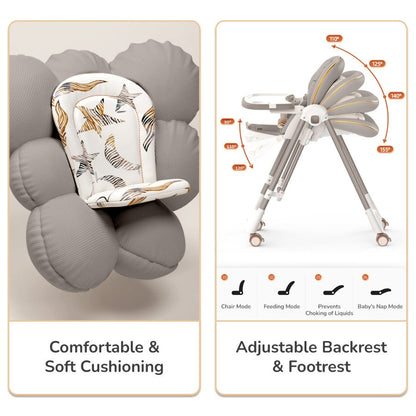 R For Rabbit Marshmallow Smart High Chair For Kids 3-in-1 Multipurpose High Chair with Swing abstract grey