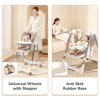 R For Rabbit Marshmallow Smart High Chair For Kids 3-in-1 Multipurpose High Chair with Swing abstract grey