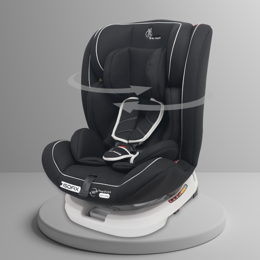 R for Rabbit Jack N Jill Grand ISOFIX Car Seat for kids 0-12 Years Safety Certified, 5-Point Safety Harness, Removable Seat Cover, Adjustable Head Rest
