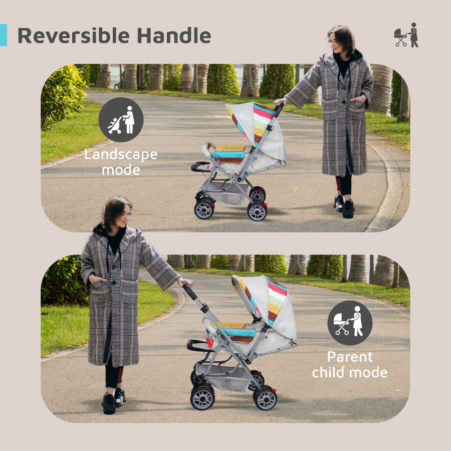 Lollipop Lite Stroller - Travel Friendly, Easy To Fold, Reversible Handle, Wheel Lock, Adjustable Leg Rest
