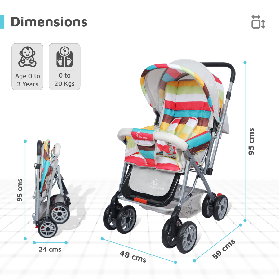 Lollipop Lite Stroller - Travel Friendly, Easy To Fold, Reversible Handle, Wheel Lock, Adjustable Leg Rest
