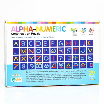 Ekta Alpha-Numeric Construction Puzzle, Built 29 Piece Puzzles Educational Board Game  (Multicolor)