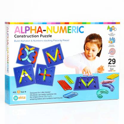 Ekta Alpha-Numeric Construction Puzzle, Built 29 Piece Puzzles Educational Board Game  (Multicolor)