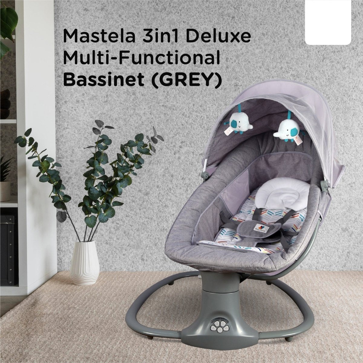 MASTELA 3-IN-1 DELUXE MULTI-FUNCTIONAL BASSINET/SWING- GREY
