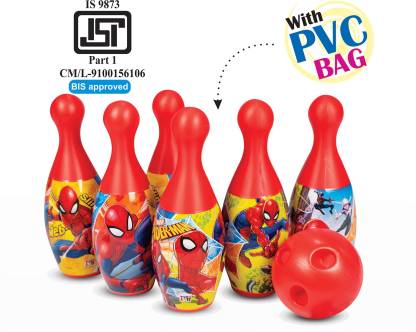 MARVEL Spider-Man 6-Pin and Ball Set for Bowling