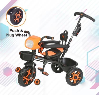 babycute BabyCute Sports Plug and Play Tricycle for Kids, Baby Cycle for 2-5 Years DLX V4 DLX Tricycle  (Orange) - MRGTOYS